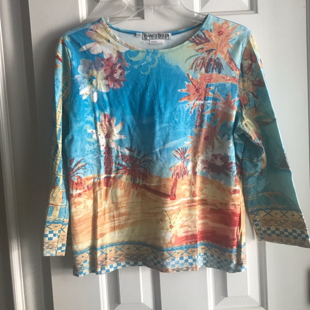 Nancy Bolen S top with 3/4 length sleeves